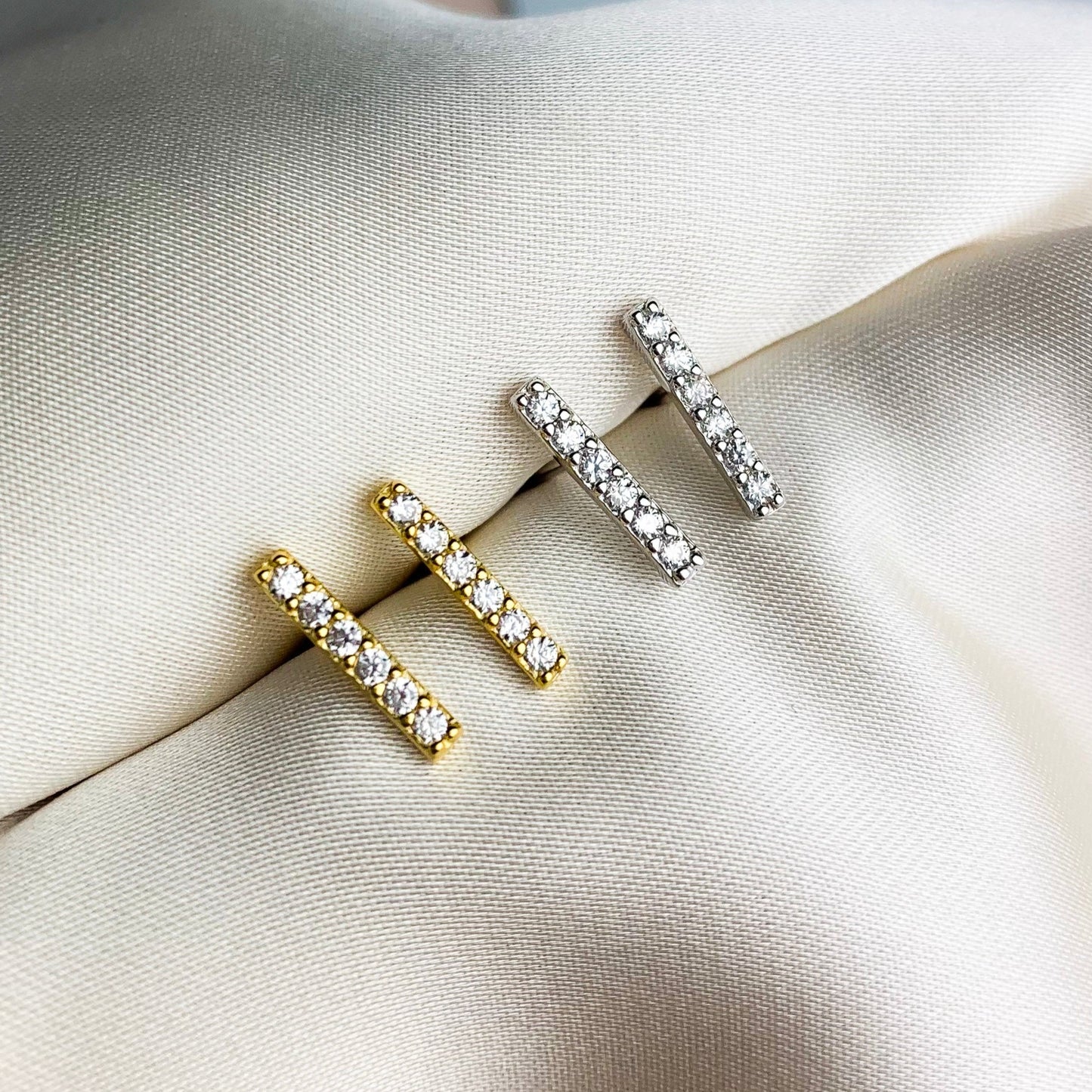 Crystal Bar Stud Earrings