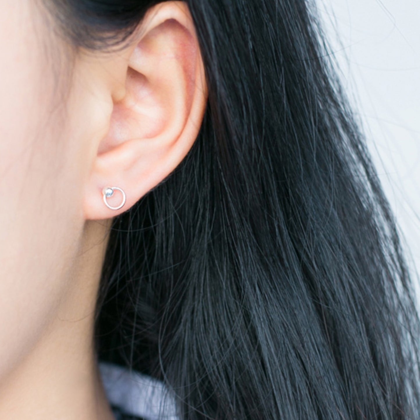 Tiny Circle Drop Stud Earrings