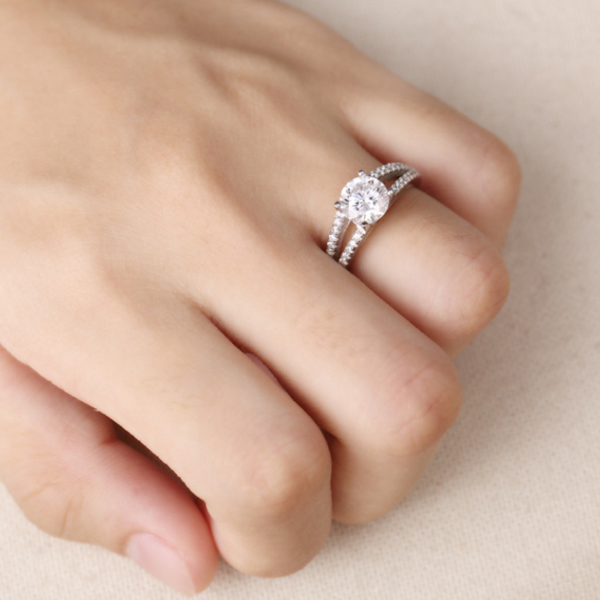 Double Band Moissanite Ring
