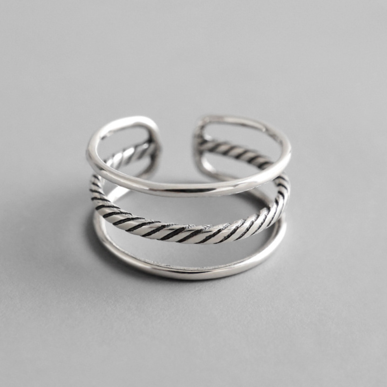 Triple Silver Adjustable Ring