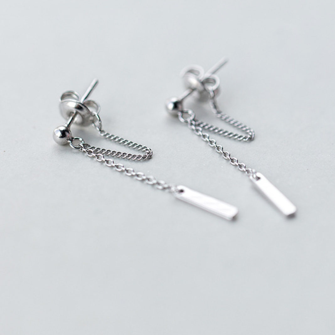 Chain Dangle Loop Stud Earrings