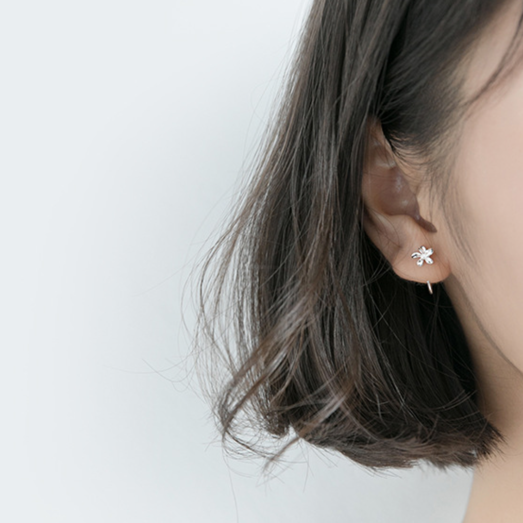 Flower Open Huggie Hoop Earrings