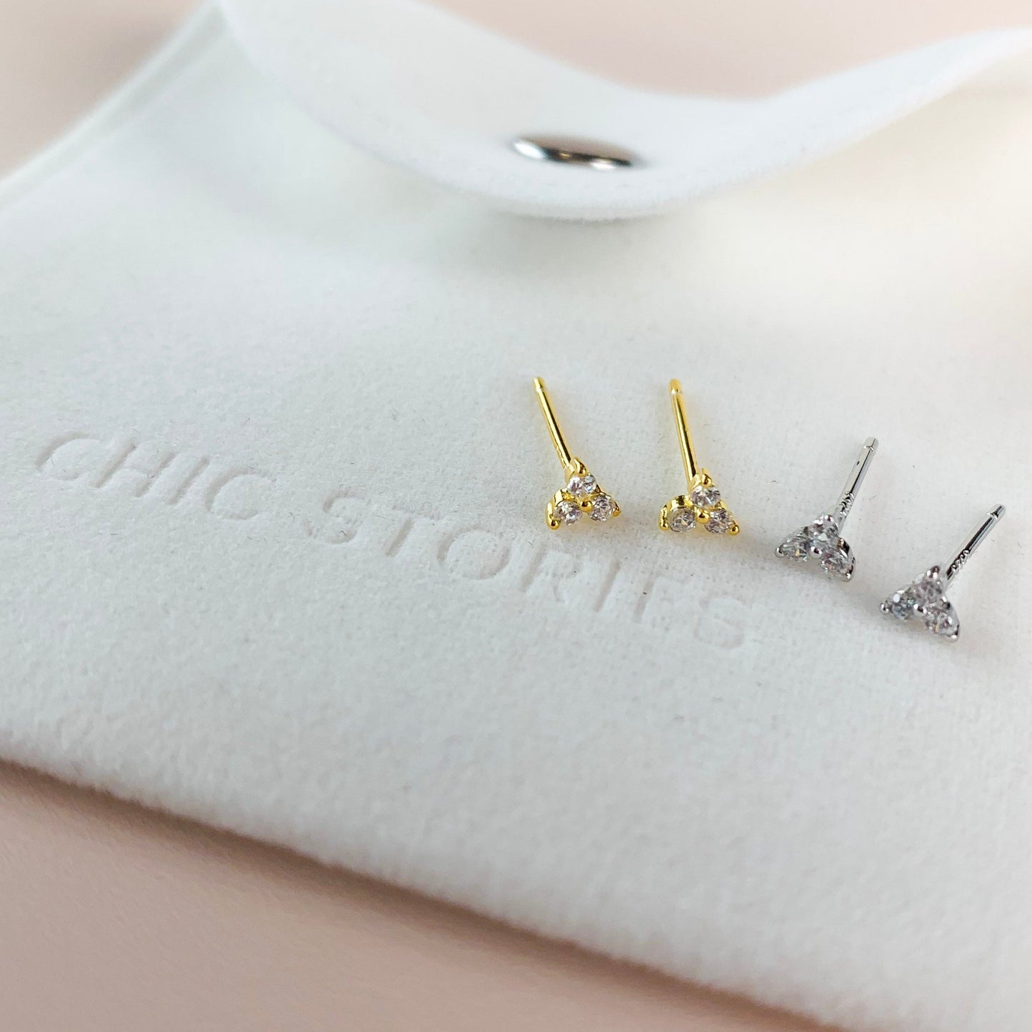 Crystal Triangle Stud Earrings