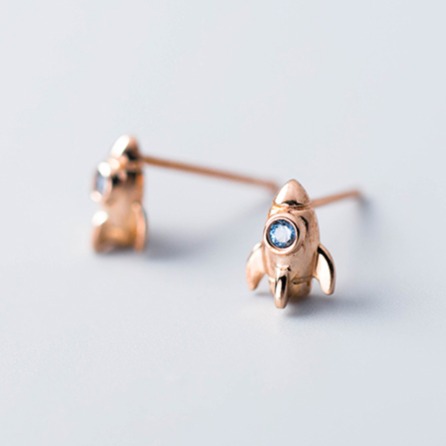Tiny Rocket Stud Earrings