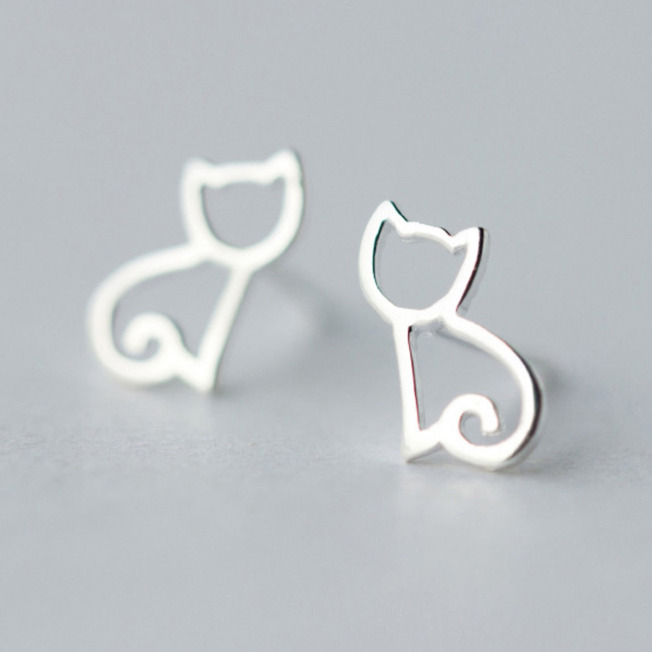 Silver cat sale earrings