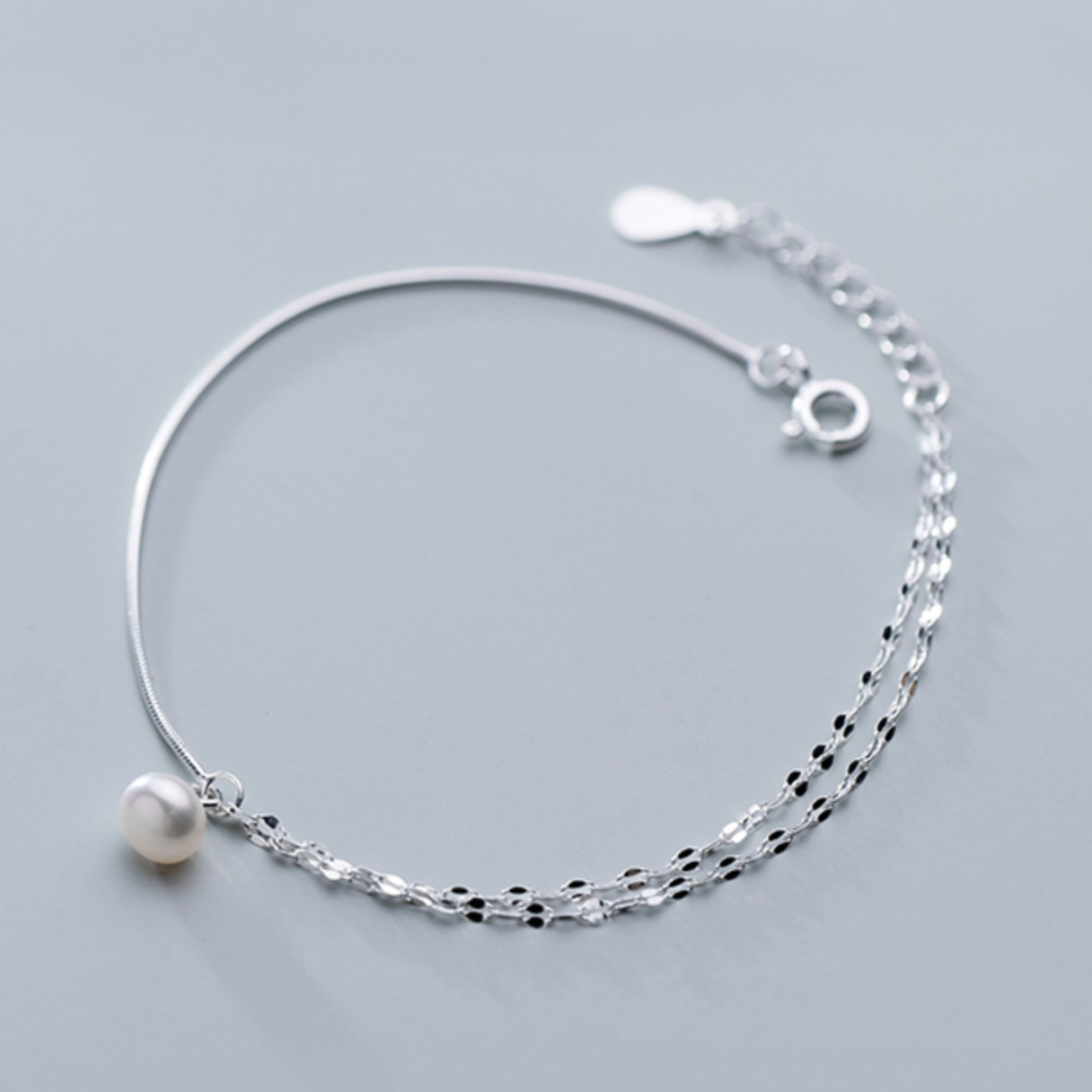 Double Chain Pearl Anklet