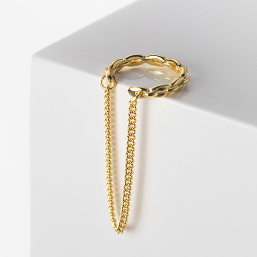 Chain Design Ear Cuff with Hanging Chain Loop