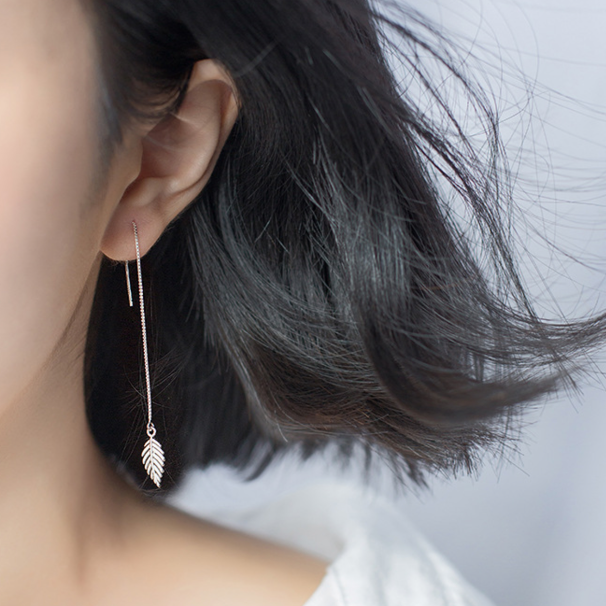 Leaf, Feather and Snowflake Threader Earrings