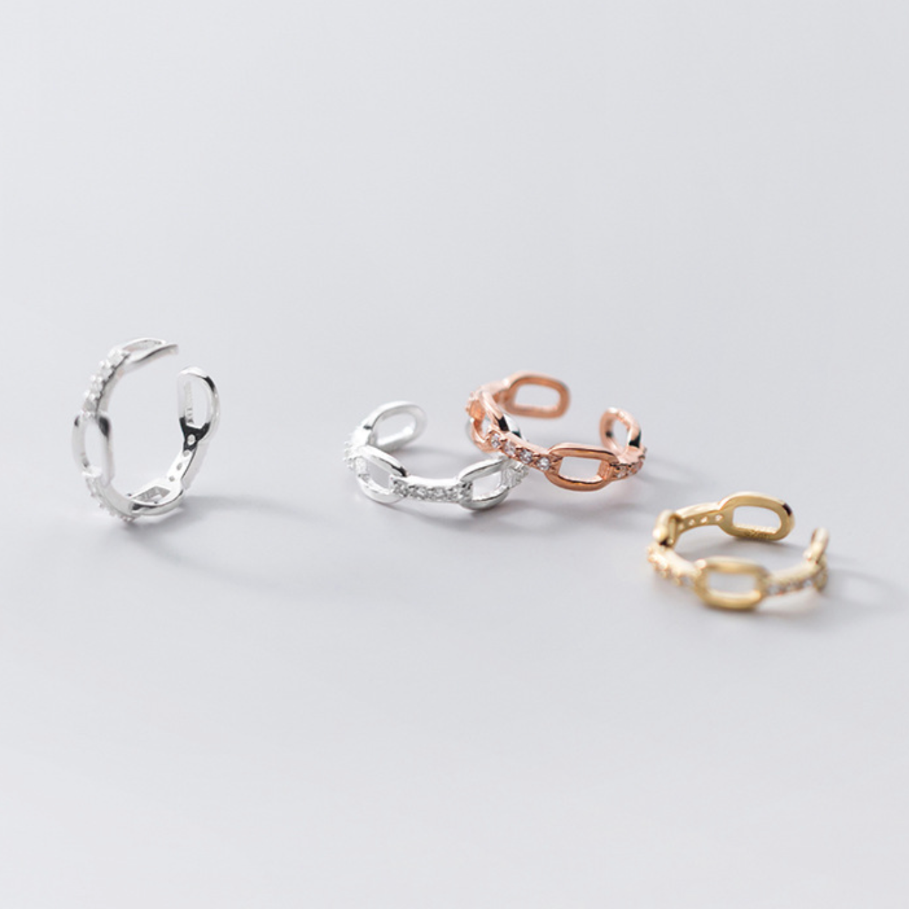 Crystal Detail Chainlink Ear Cuff