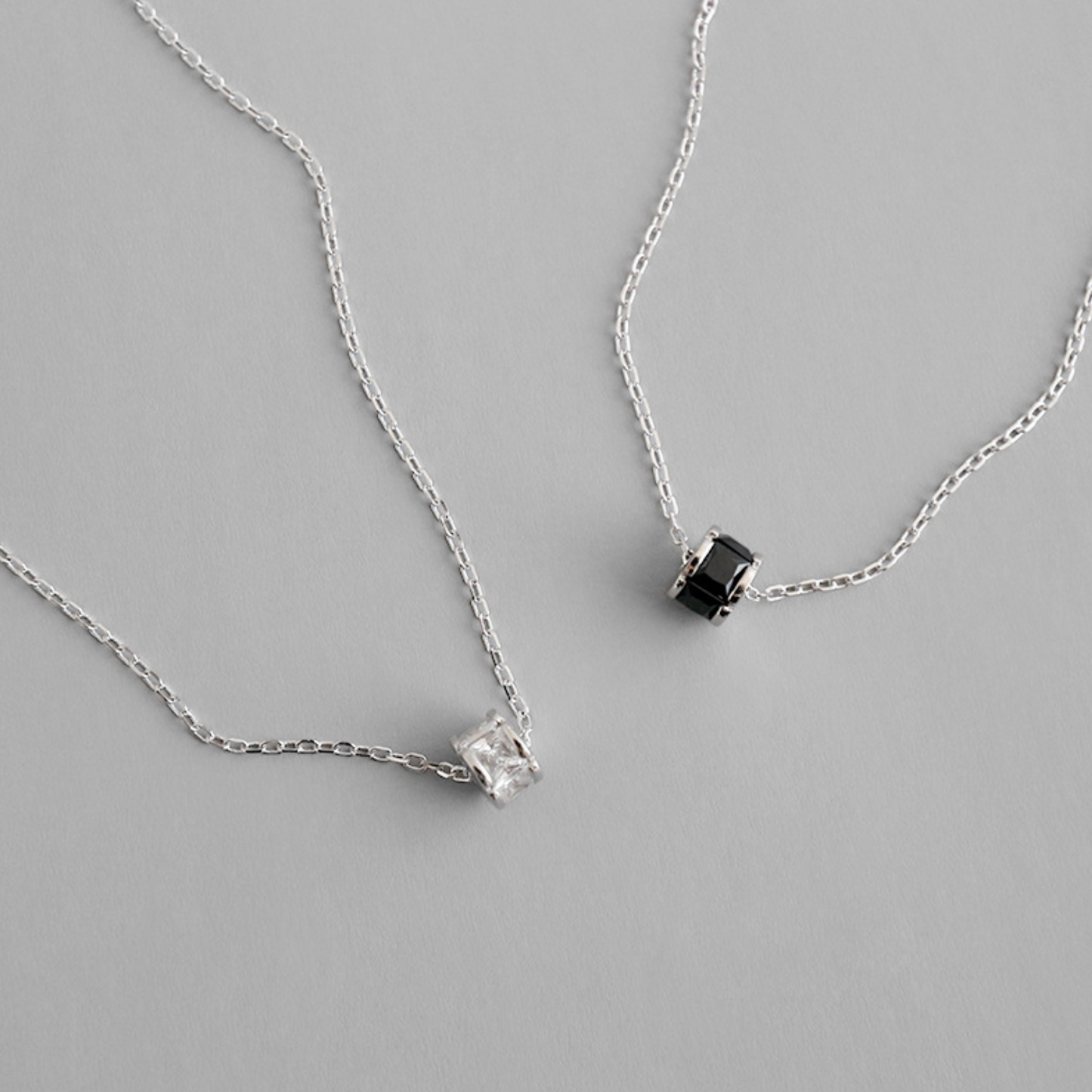 Black or White Crystal Bead Pendant Necklace