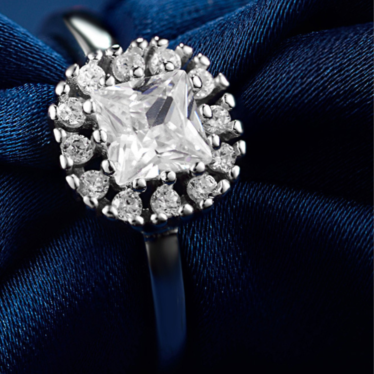 Square Halo Moissanite Ring
