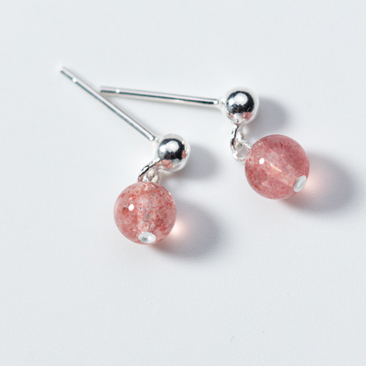 Red Flecked Crystal Drop Earrings