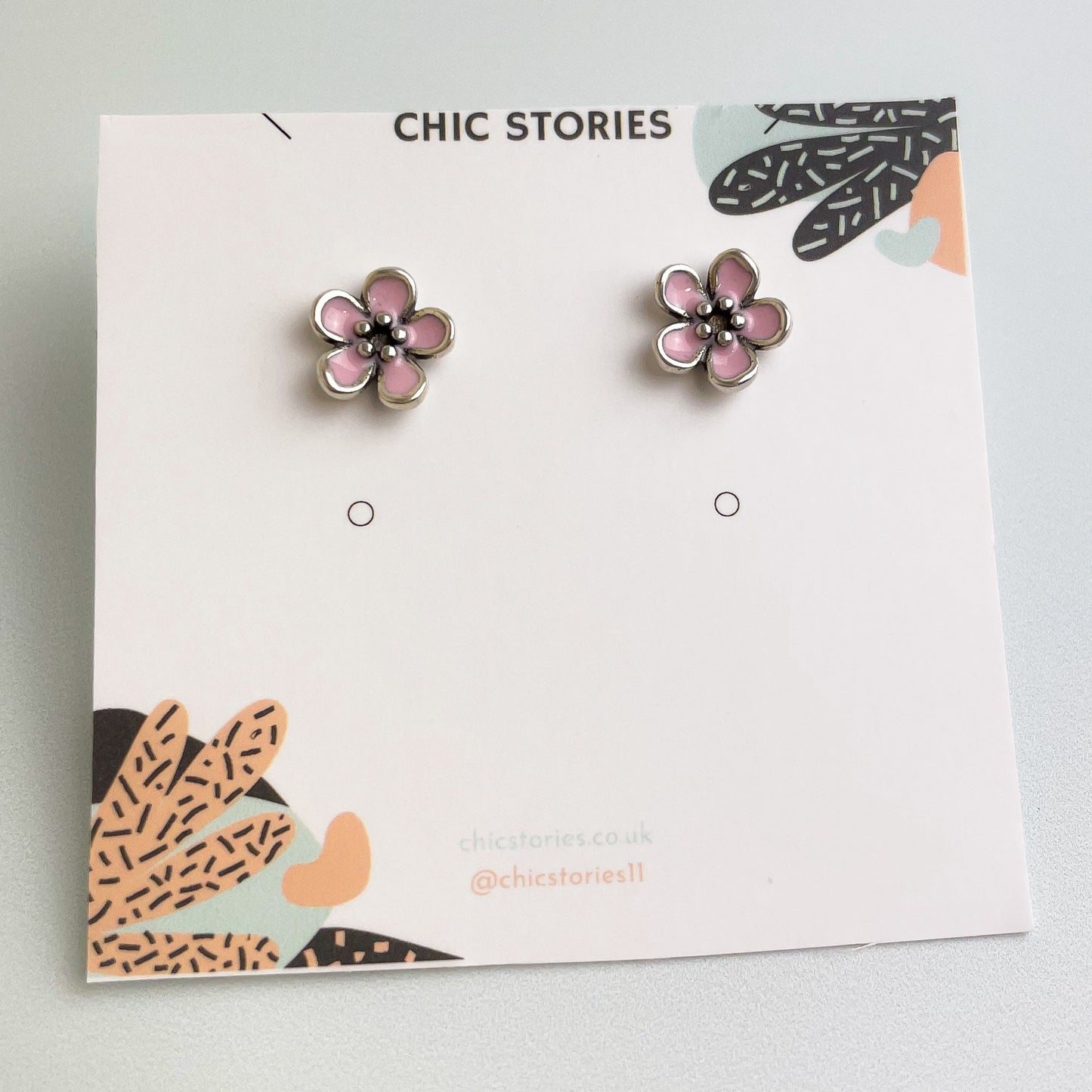 Baby Pink Flower Stud Earrings
