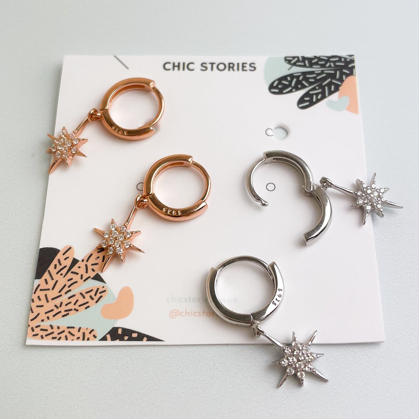 Sparkly Star Dangle Hoop Earrings