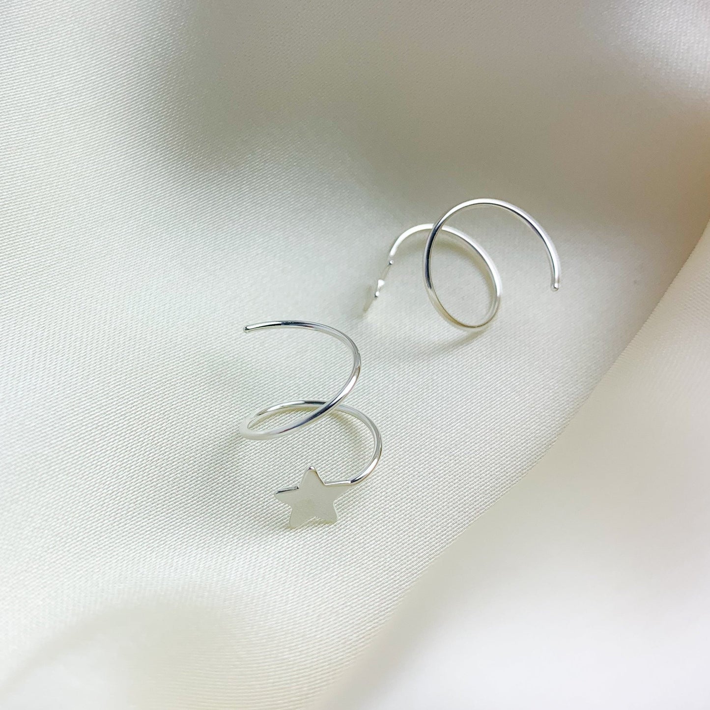 Star Spiral Hoop Earrings