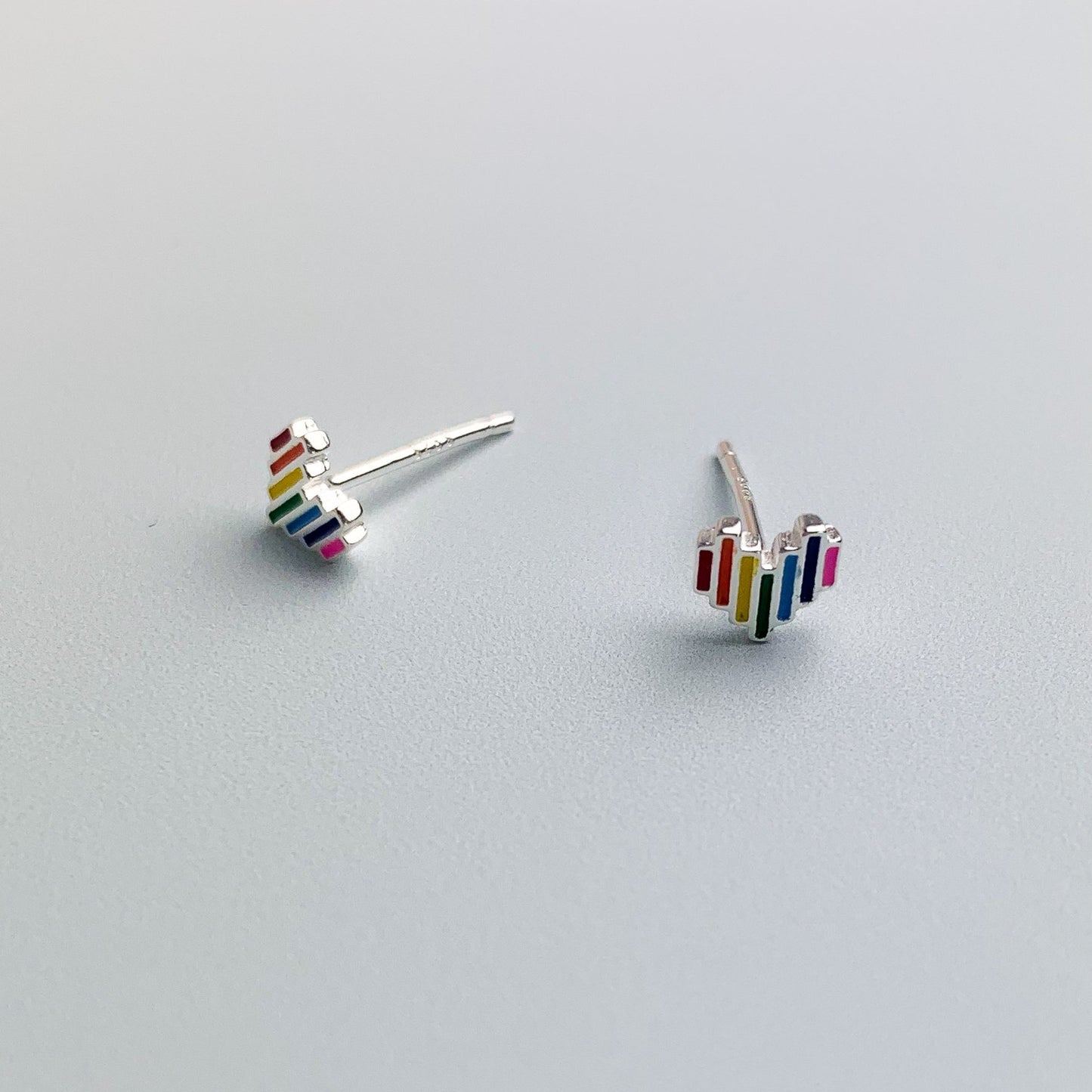 Rainbow Heart Stud Earrings