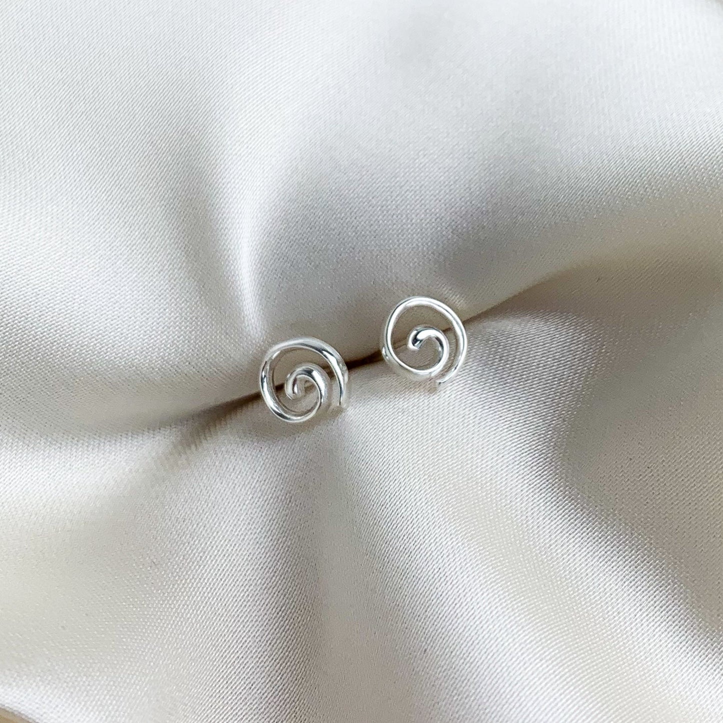 Tiny Spiral Stud Earrings