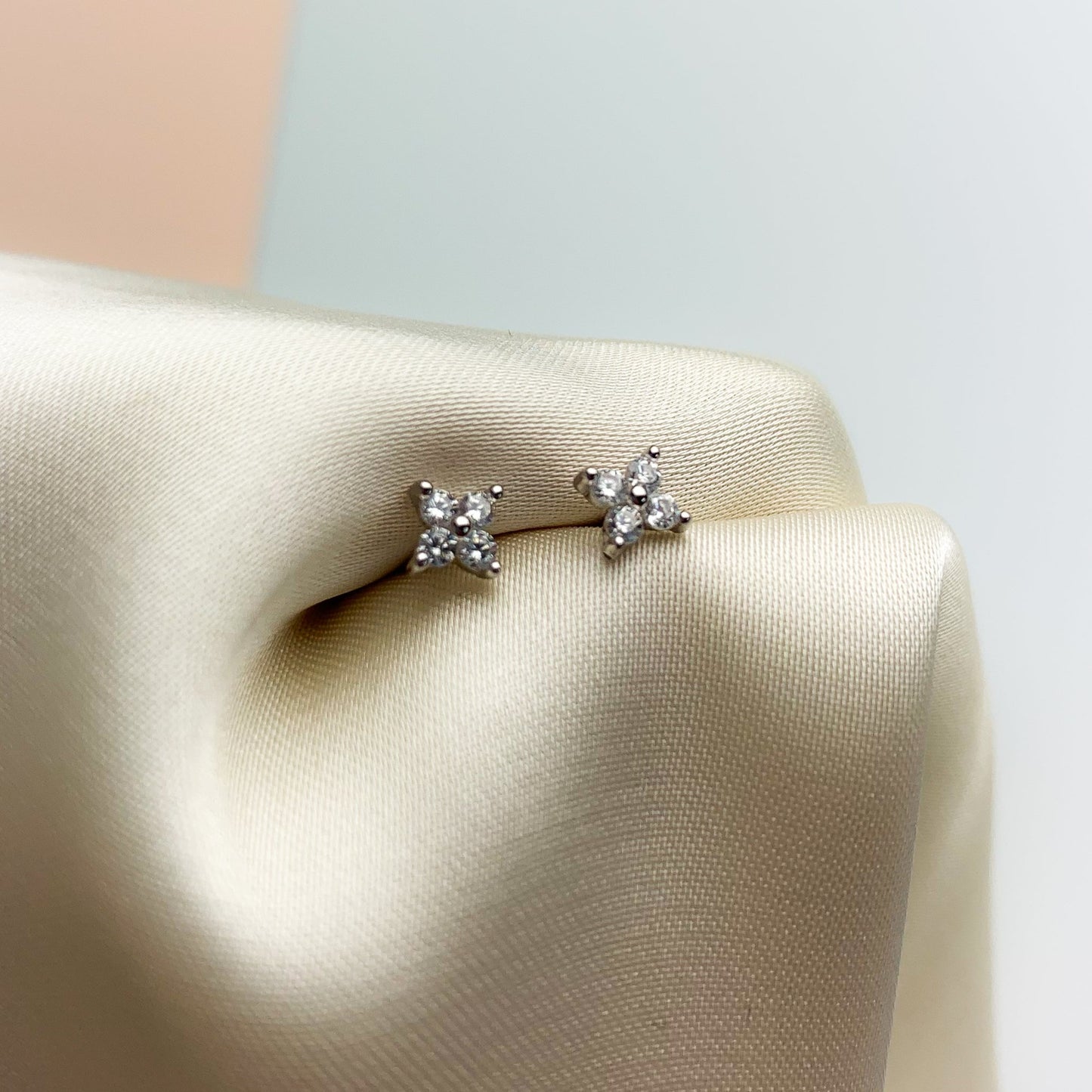 Four Crystal Stud Earrings