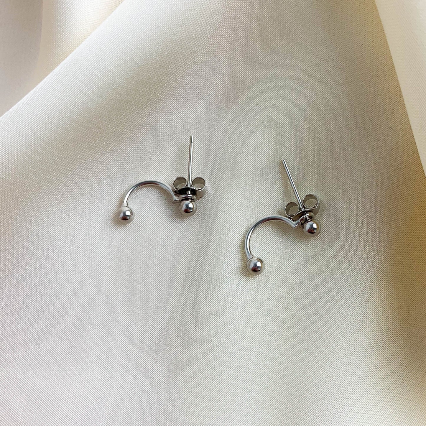 Silver Ball Ear Jacket Earrings
