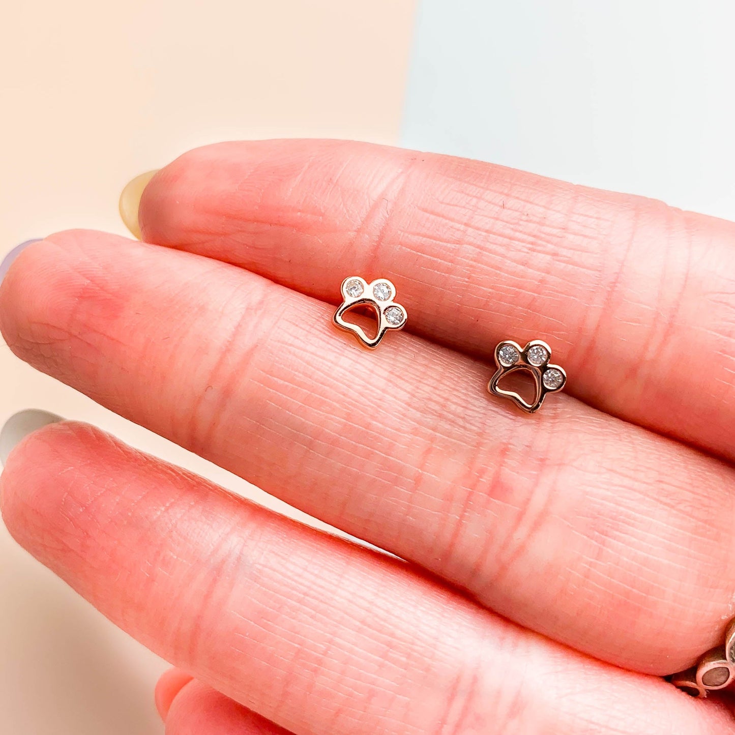 Crystal Dog Paw Print Stud Earrings