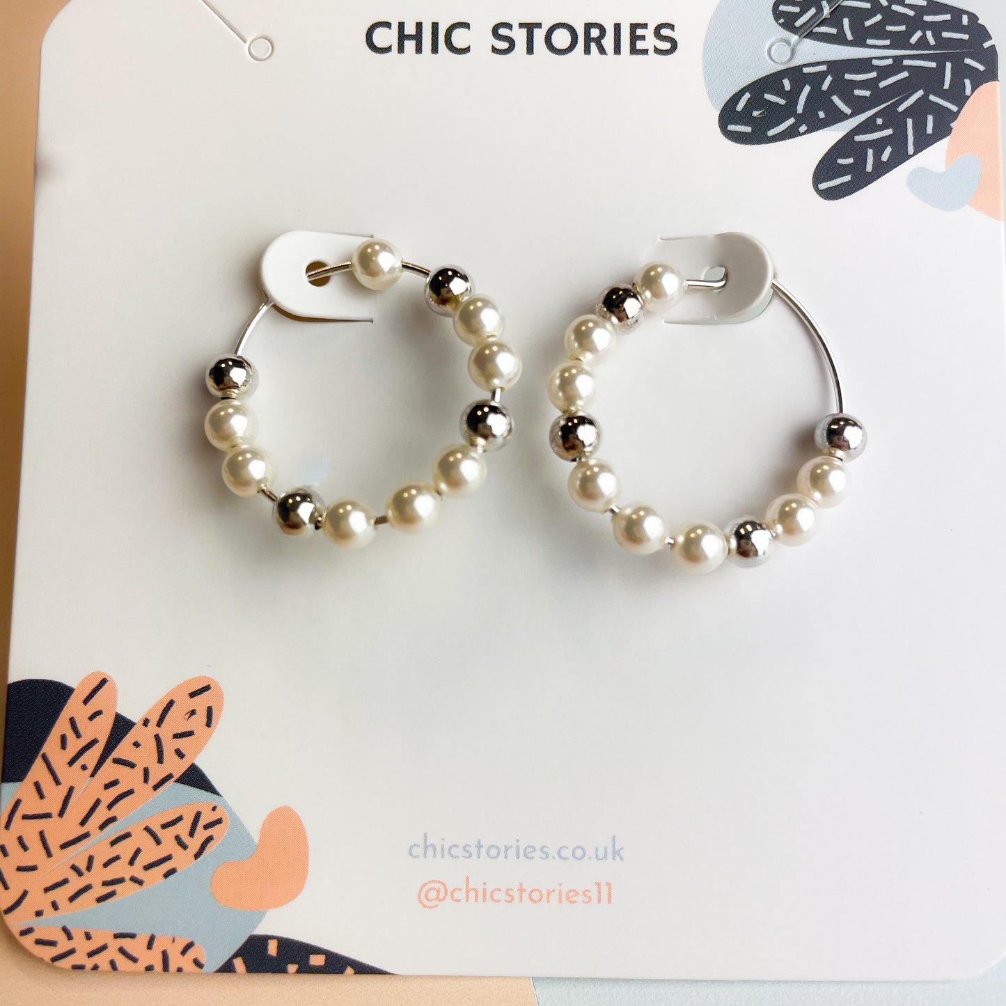 Pearl Beaded Hoop Earrings
