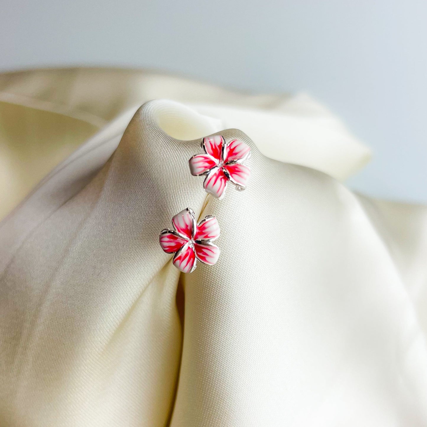 Hot Pink Flower Stud Earrings