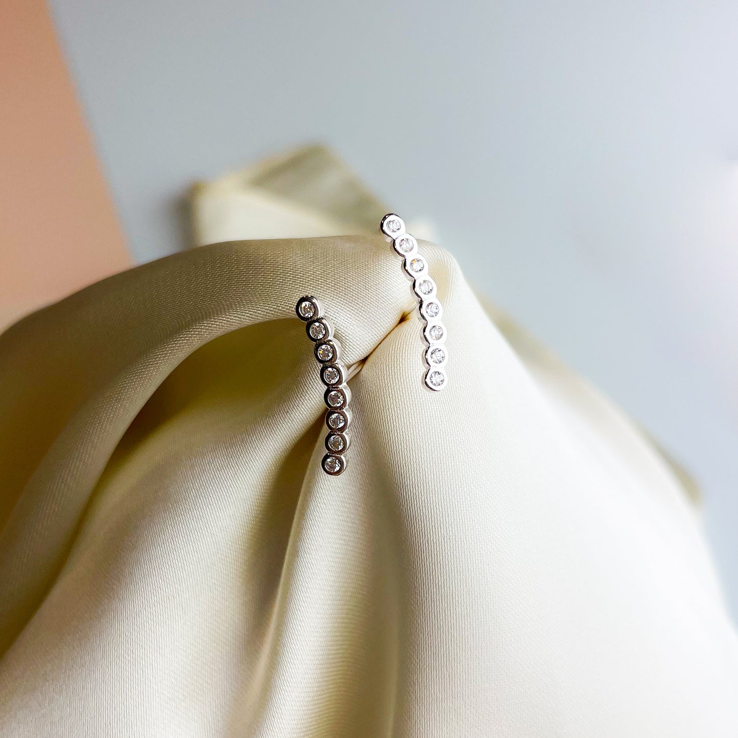 Crystal Ear Climber Stud Earrings