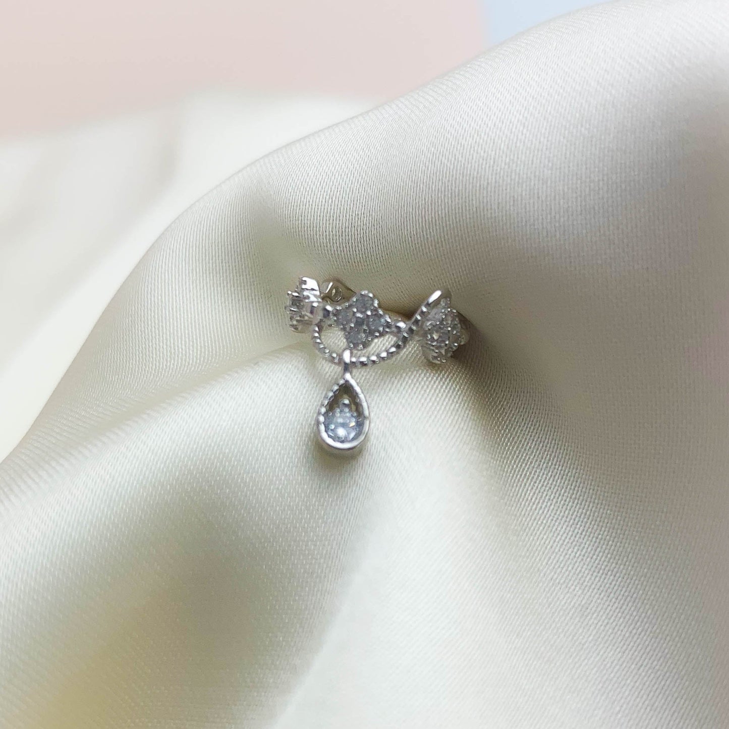 Ornate Zirconia Drop Ear Cuff