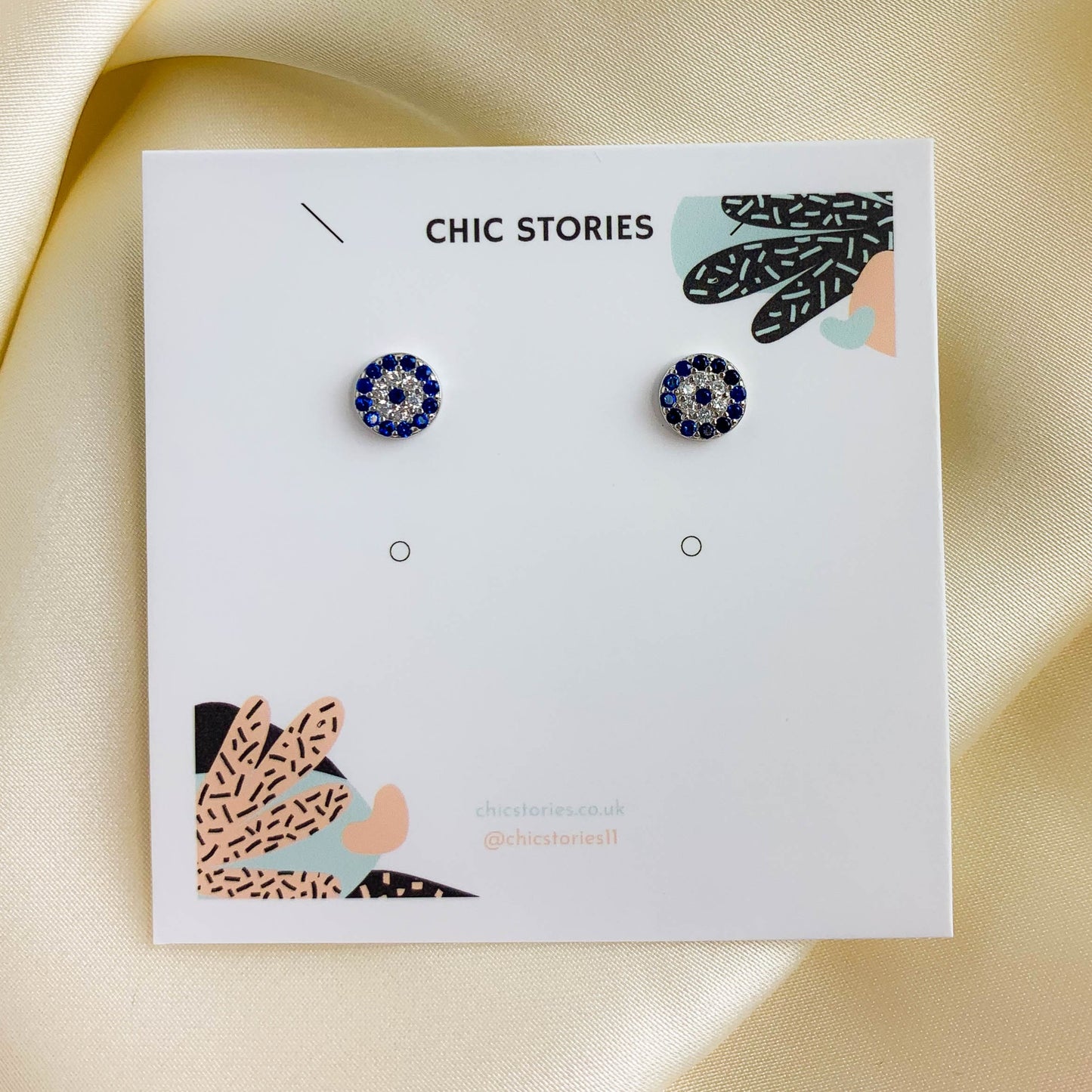 Crystal Evil Eye Stud Earrings