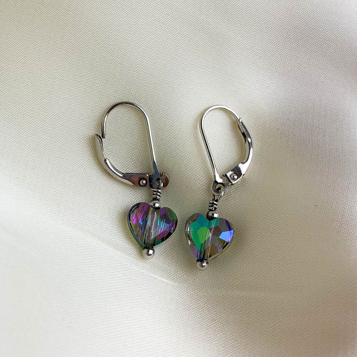 Crystal Heart Dangle Earrings