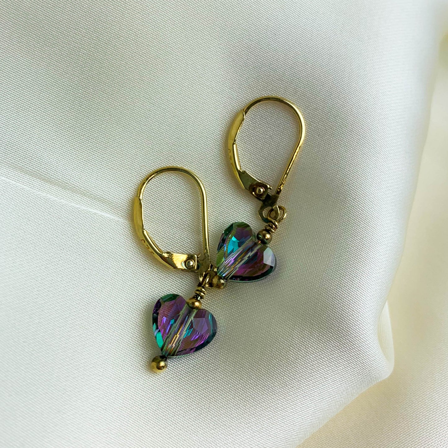 Crystal Heart Dangle Earrings