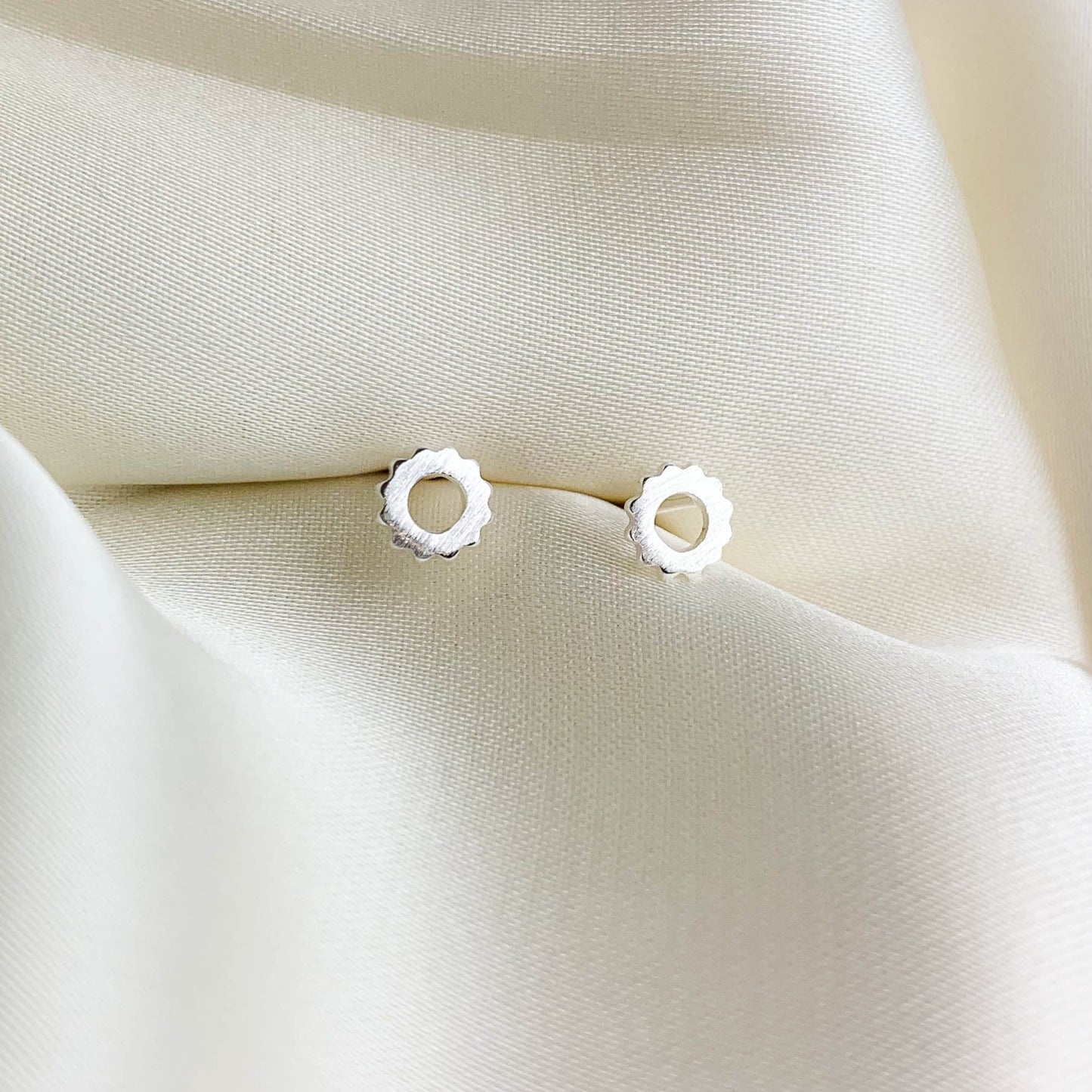 Brushed Silver Weather Stud Earrings