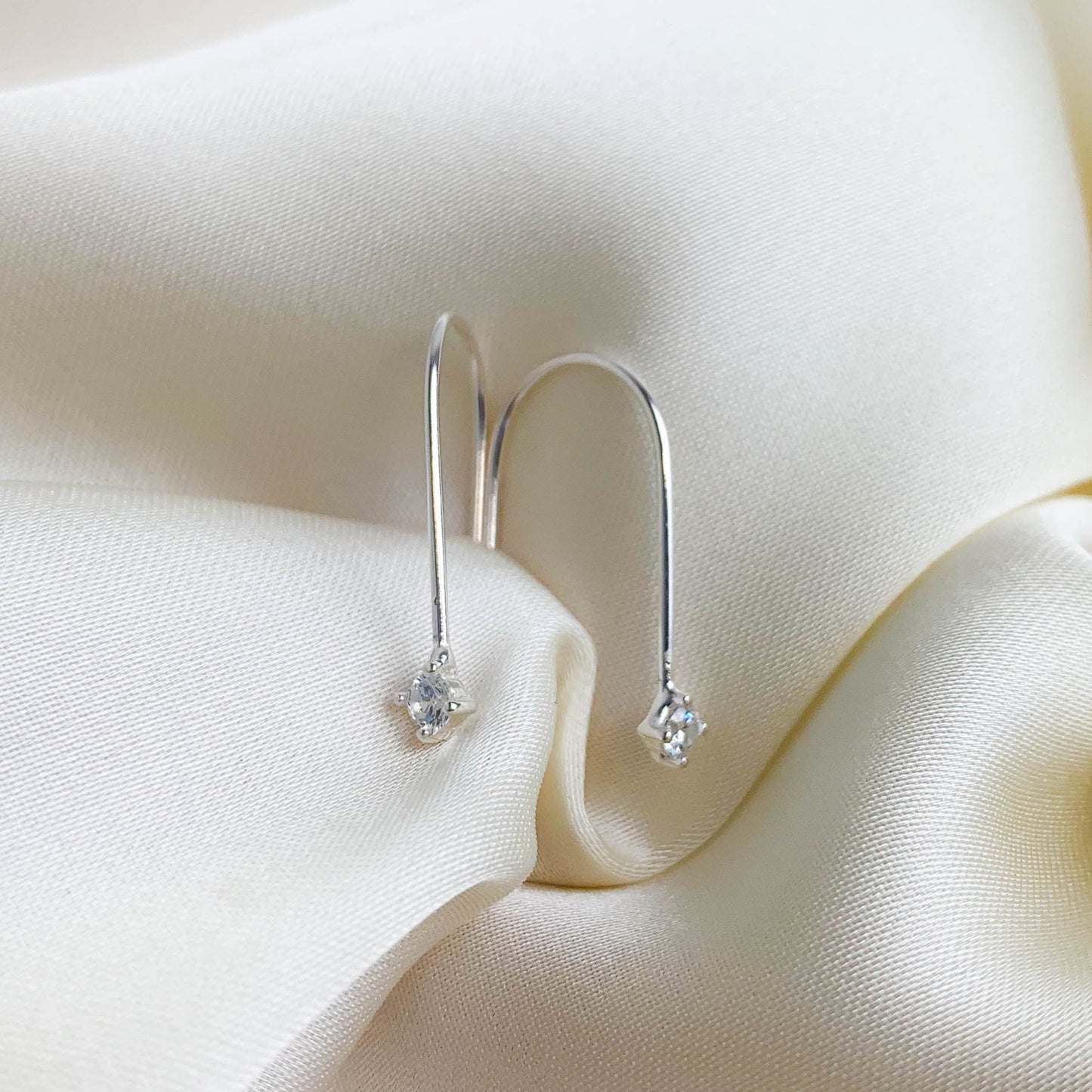White Crystal Drop Earrings