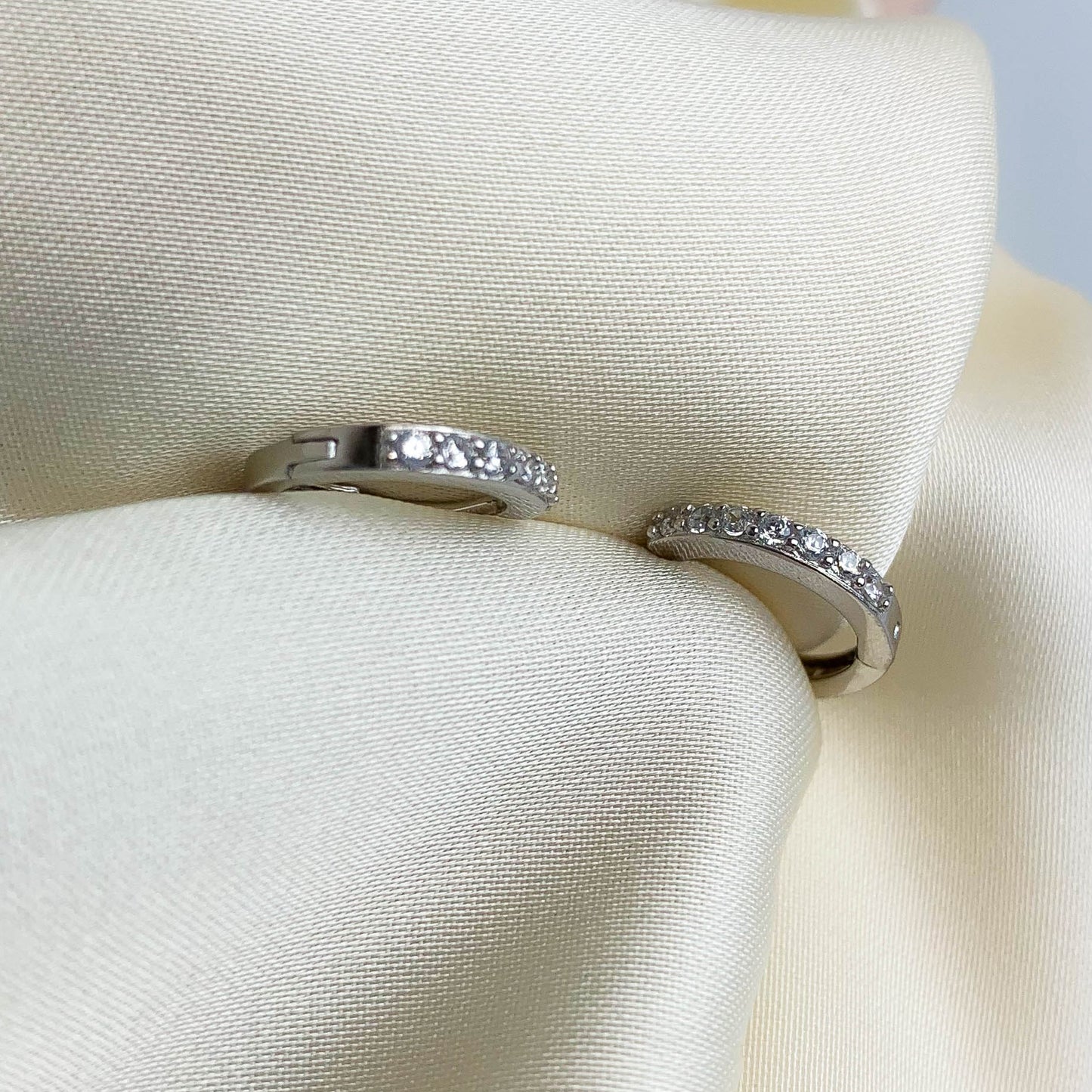 Silver Zircon Hoop Earrings
