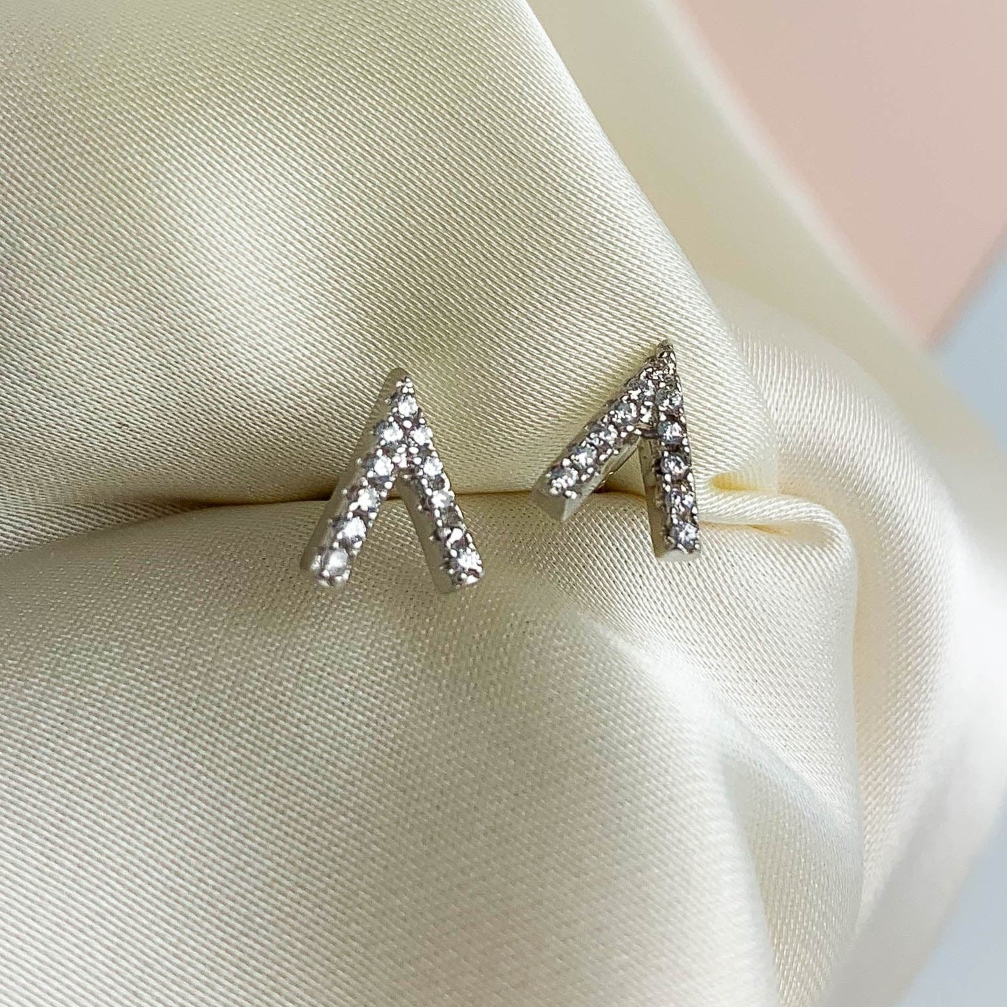 Crystal V Shape Stud Earrings