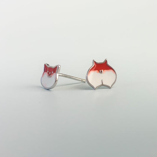 Asymmetrical Corgi Stud Earrings
