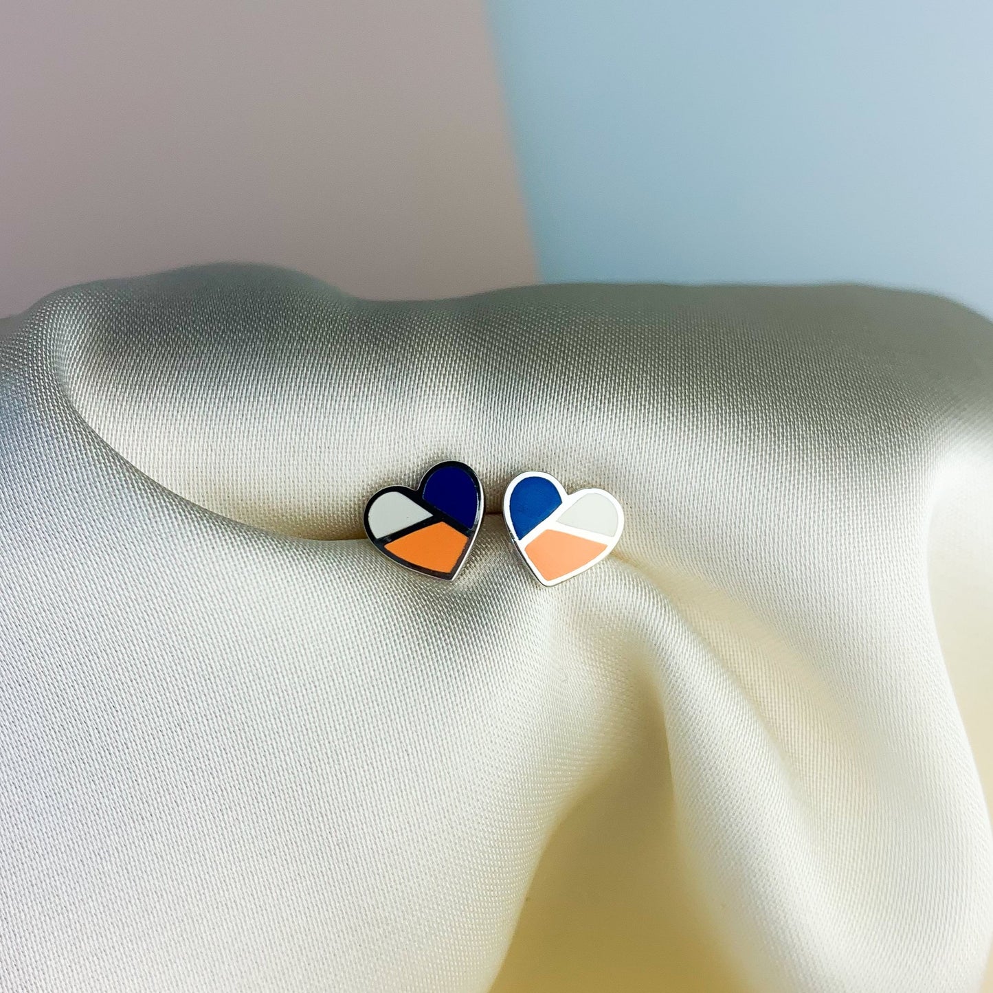 Geometric Heart Stud Earrings
