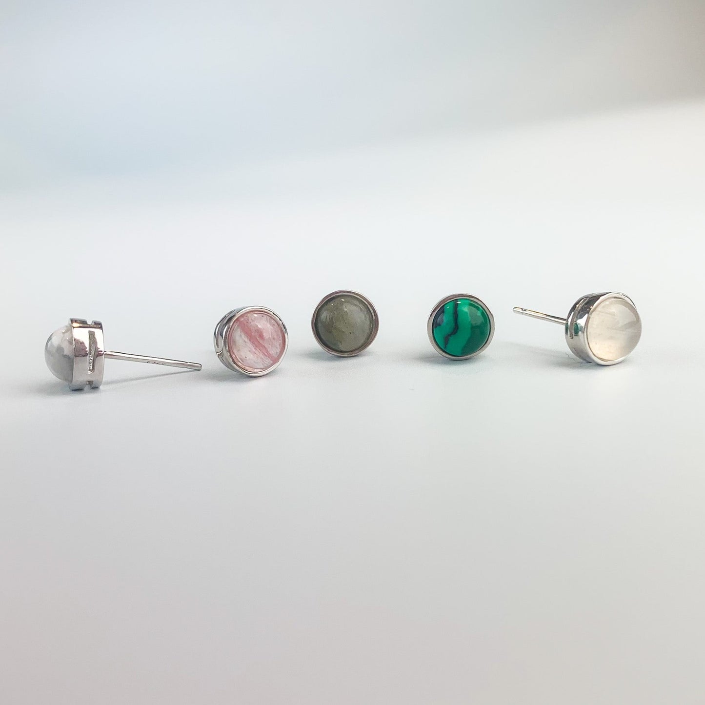 Circular Gemstone Stud Earrings