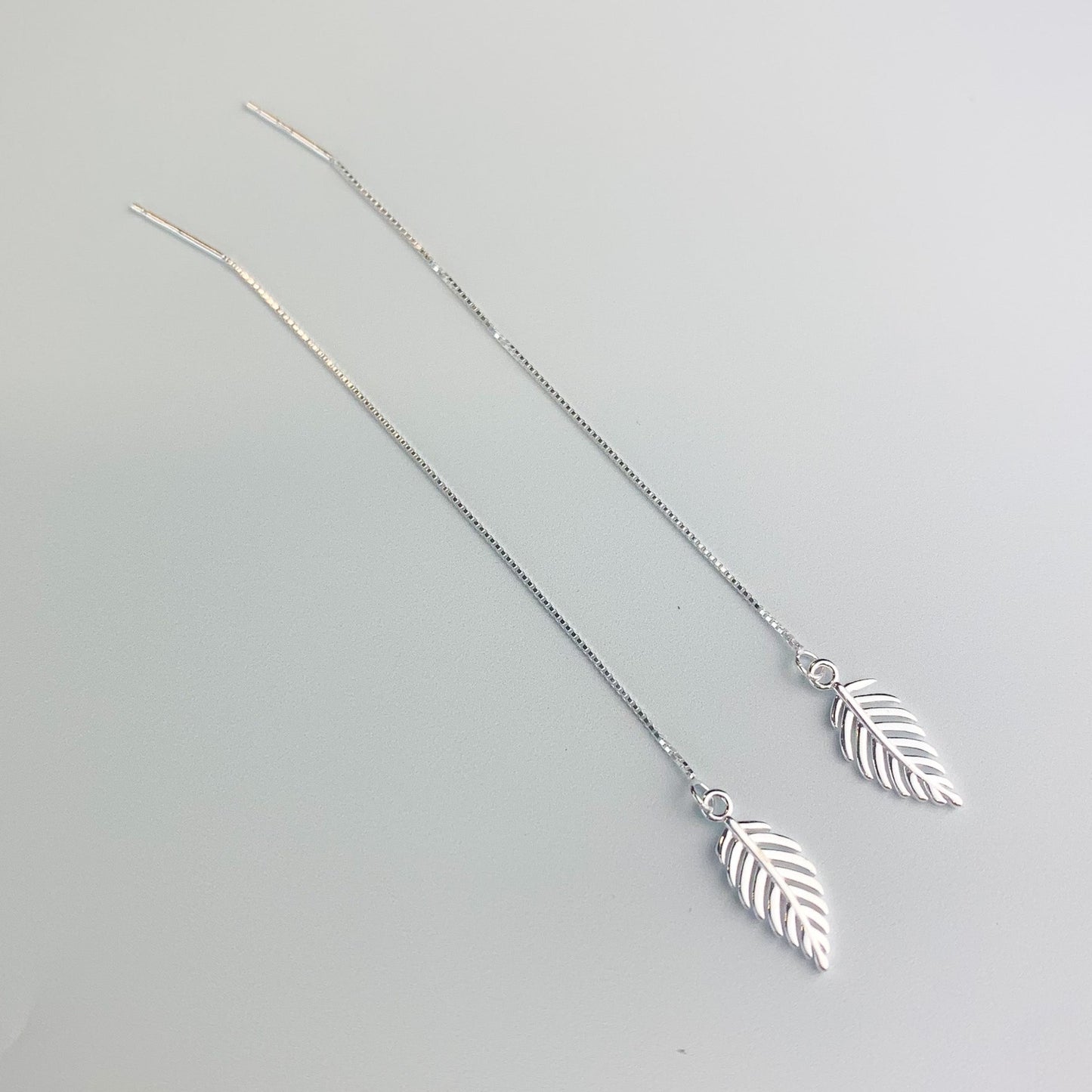 Leaf, Feather and Snowflake Threader Earrings