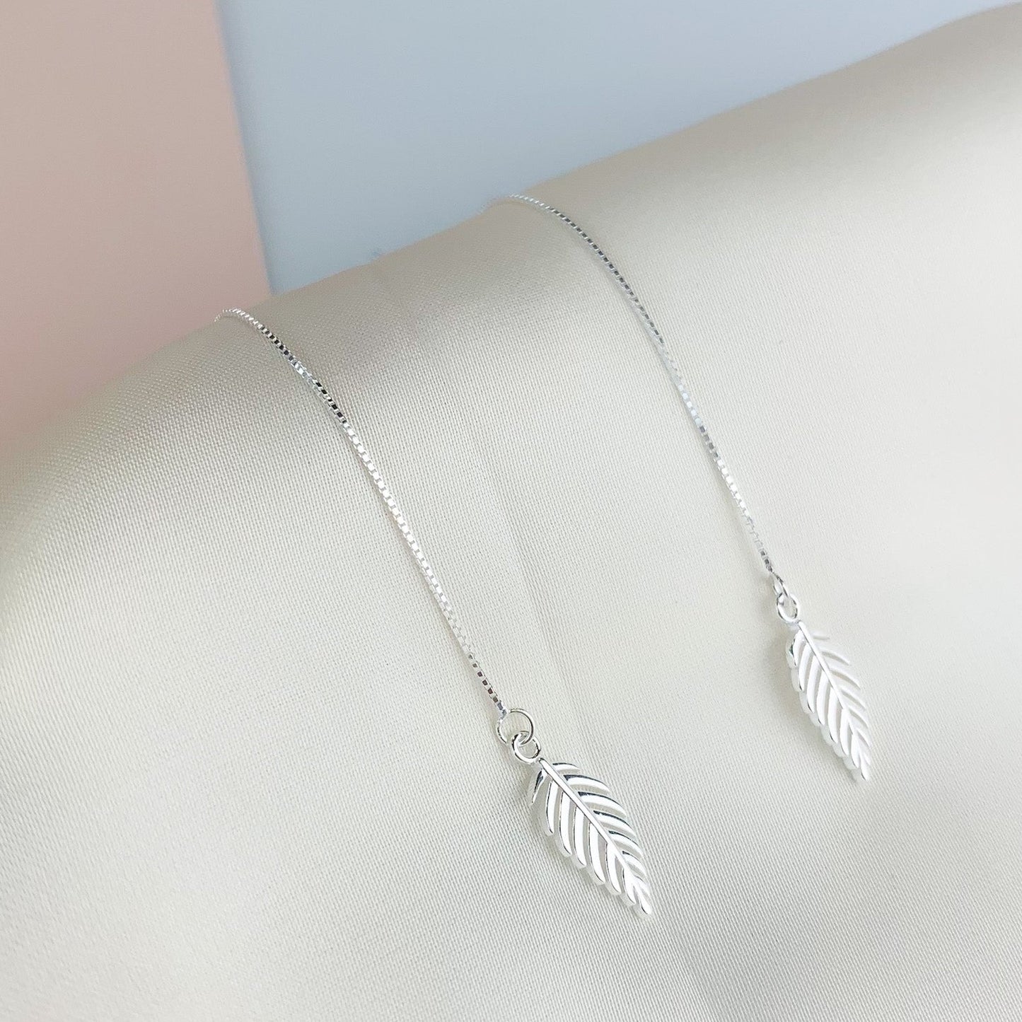 Leaf, Feather and Snowflake Threader Earrings