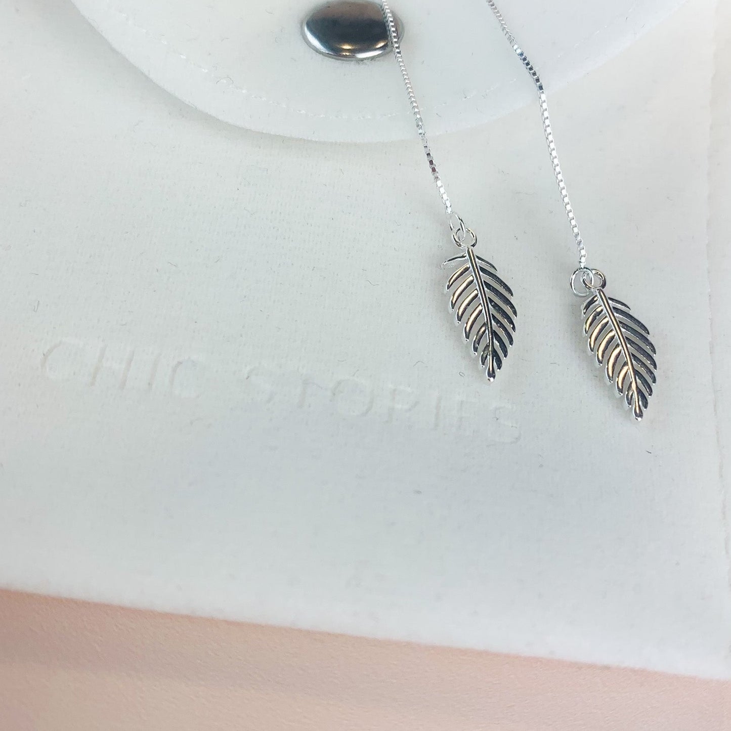 Leaf, Feather and Snowflake Threader Earrings