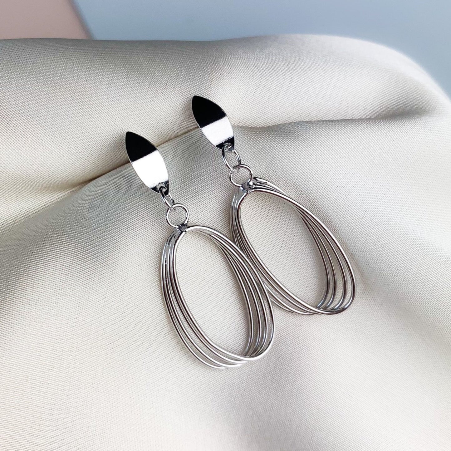 Oval Dangle Stud Earrings