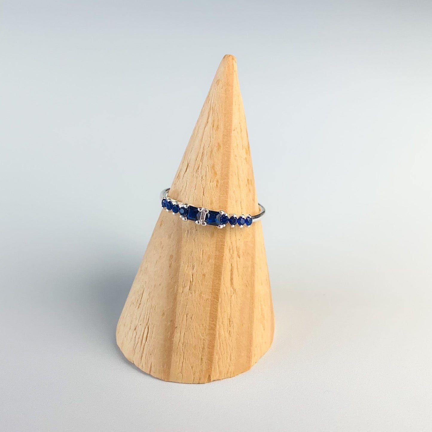 White or Sapphire Blue Crystal Ring