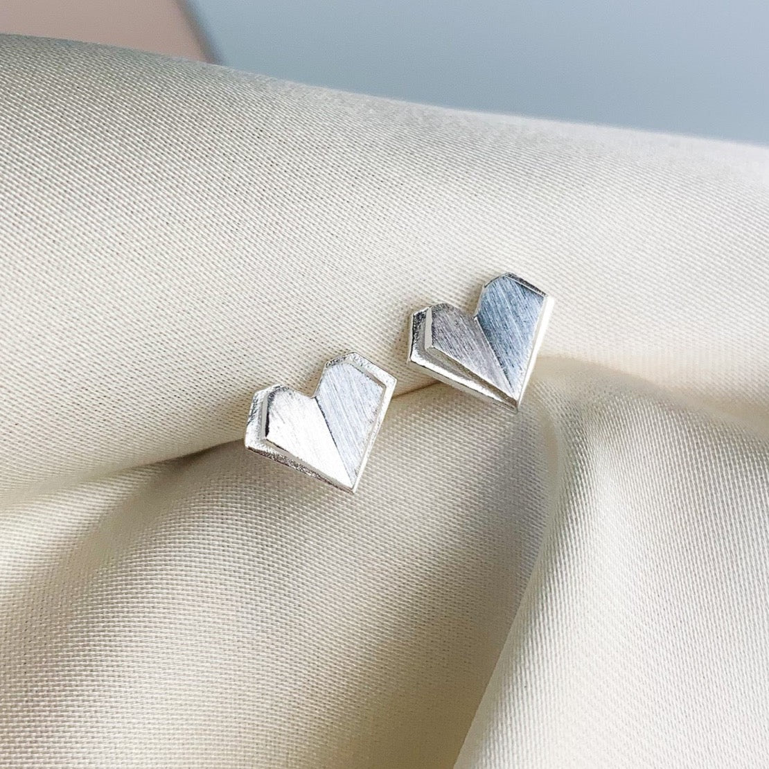 Geometric Heart Stud Earrings