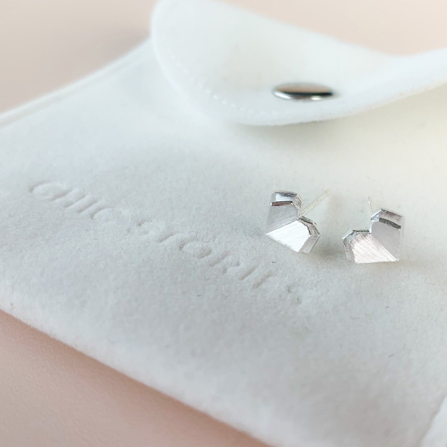 Geometric Heart Stud Earrings