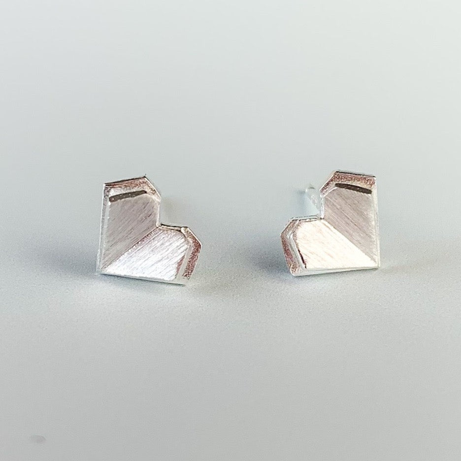 Geometric Heart Stud Earrings
