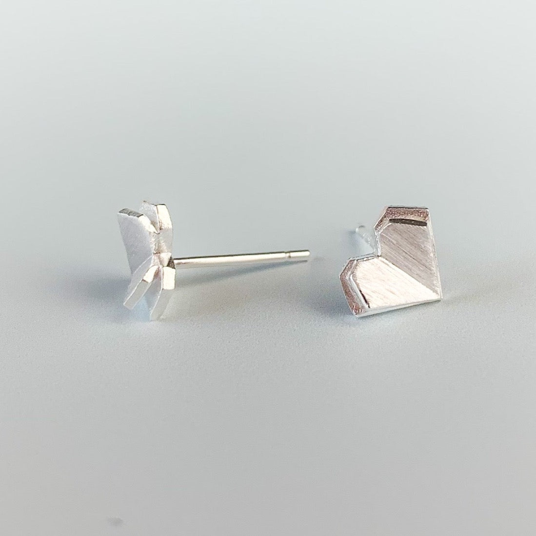 Geometric Heart Stud Earrings