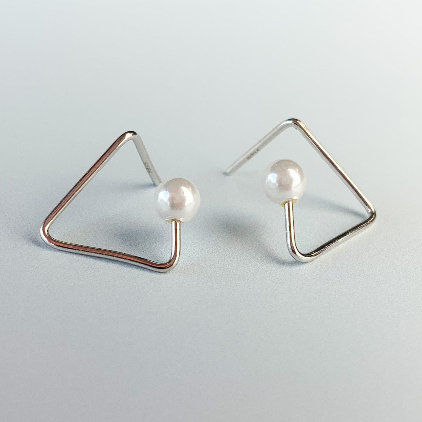 Pearl Triangle Open Hoops