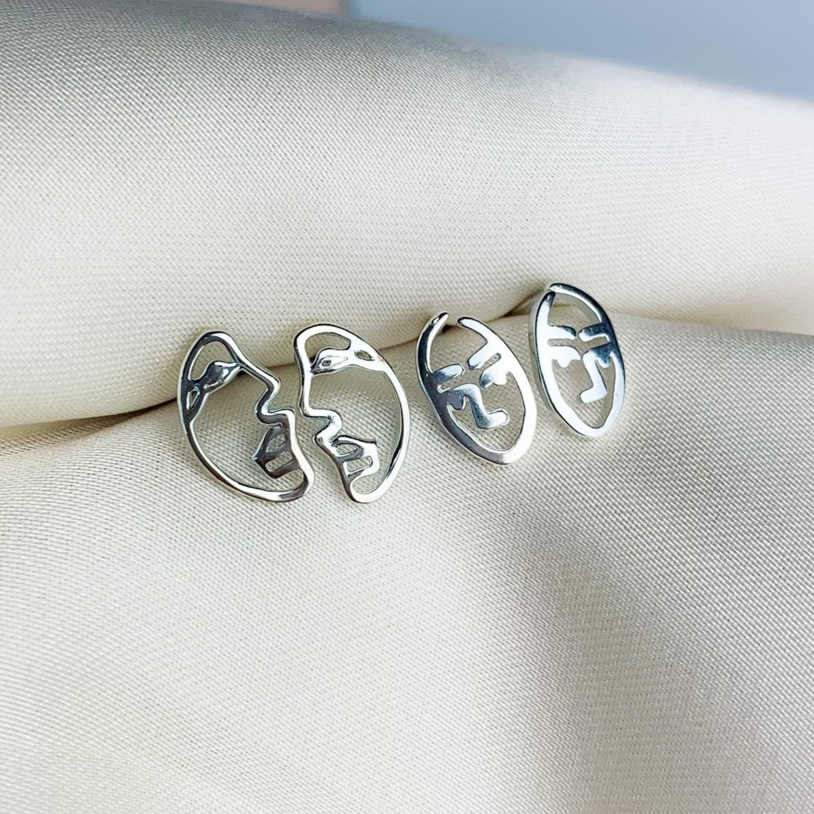 Abstract Face Stud Earrings