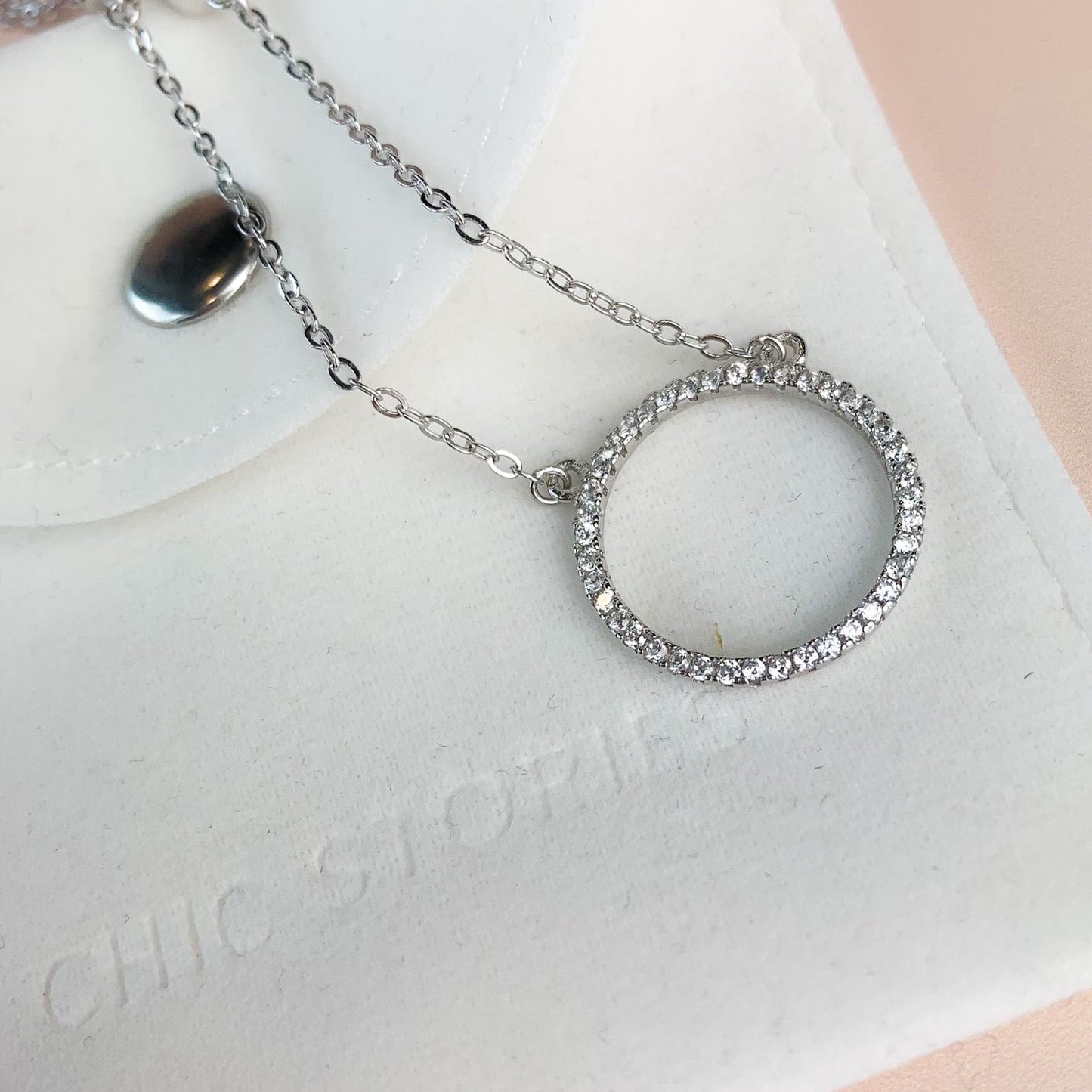 Crystal Circle Pendant Necklace